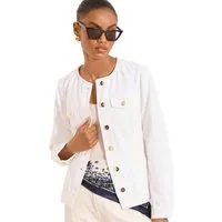 LIPSY Jeansjacke Lipsy kragenlose, taillierte Jeansjacke, Kurzgröße (1-St)