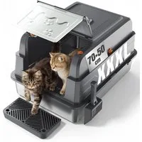 HOMALL Katzentoilette XXXL Katzenklo edelstahl,120L Großkapazität,70cm*50cm, Geruchsdicht & Auslaufsicher,Für Mehrkatzenhaushalte