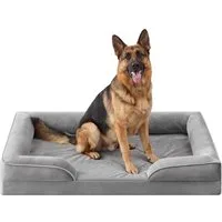FEANDREA Tierbett Bezug abnehmbar, waschbar, rutschfest, Innenfutter wasserabweisend, Hundebett, erhöhter Rand, Noppenschaumstoff, XXL, 122 x 85 x 17 cm