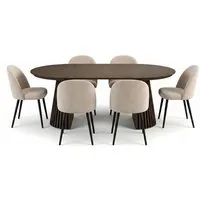 ebuy24 Essgruppe Tokyo Essgruppe Esstisch smoked, 6 Stühle aus beig, (7-tlg)