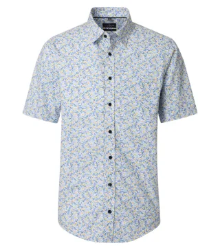 CASAMODA - Casual Fit: Freizeithemd mit Kurzarm blau/gelb - Gr. - L