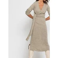 bonprix Strickkleid mit modernem Wickel-Design, aus Polyacryl und Polyester