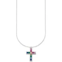 Bruno Banani Kette mit Anhänger Schmuck Geschenk Silber 925 Halsschmuck Halskette Ankerkette Kreuz, mit Zirkonia (synth)