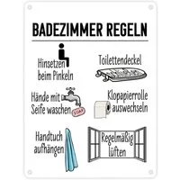 speecheese Metallschild Badezimmer Regeln für ein hygienischeres Bad Metallschild in 15x20 cm
