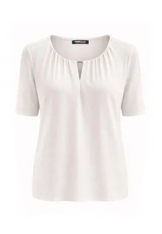 FRANK WALDER - Shirt NOS mit Raffung ivory - Gr. - 42