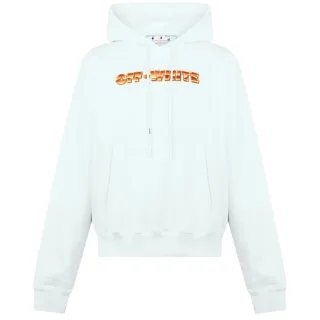 Off-White Kapuzenpullover in Skate-Weiss mit orangefarbenem Metallpfeil-Logo