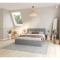 thematys Polsterbett Bett Stauraumbett 90x200, 120x200, 140x200, 160x200, 180x200cm (MADE IN EU - mit hochwertigem fein gewebter Stoff für einen zeitlosen Look, Bettrahmen, Bett, Optional mit Matratze bestellbar, mit großen gepolsterten Kopfteil, mit