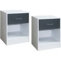 HTI-Living Nachtschrank Nachtschrank 2er Set Thekla Weiß/Grau (Set, 2-St., 2 Nachtschränke) Nachttisch Nachtkommode