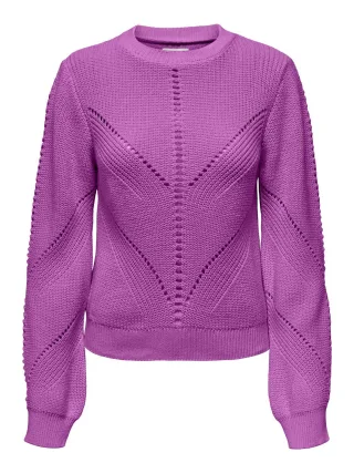 ONLY - ONLELLA LIFE LS O-NECK CC KNT fuchsia purple - Gr. - XL