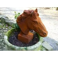 Antikas Gartenfigur Pferdekopf Skulptur für Pfosten und Mauerpfeiler Gartendeko Pferd