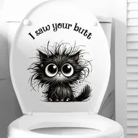 HomeBella Fliesenaufkleber Toiletten Aufkleber WC Deckel Sticker Katze lustig, – Wandtattoo Bad Deko selbstklebend ablösbar humorvoll