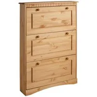 OTTO home Schuhschrank Rustic aus massiver Kiefer, 3 Schuhklappen, für 9-11 Paar, Kassettenoptik