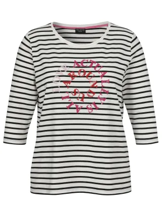 VIA APPIA DUE - T-Shirt Rundhals 3/4 Arm Motiv Pailletten ecru multicolor - Gr. - 48