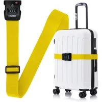 Flexot Koffergurt Koffergurt mit Zahlenschloss & TSA, verstellbare Länge, Namensschild, Flexibel anpassbarer und stabiler Gurt mit praktischer Schnalle
