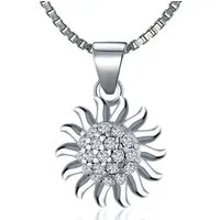 NAHLE Kette mit Anhänger Silberkette Sonne Kette (inkl. Schmuckbox), mit Zirkonia / rhodiniert