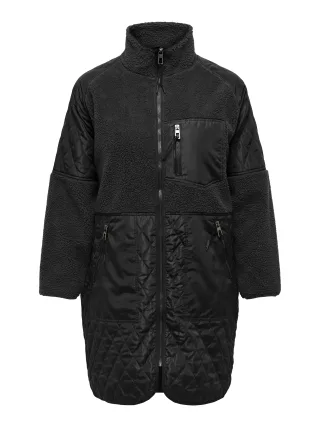 ONLY CARMAKOMA - CAROHIO QUILT MIX FLEECE COAT OTW Black
