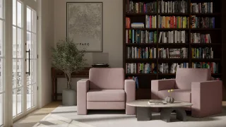 BRUNO Schlafsessel 70cm in Blush Rosa | praktische Größe | stabiles Massivholz & Boxspringkomfort