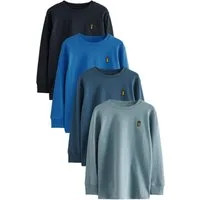 Next Langarmshirt 4 x Langarmshirts mit Hirschstickerei (4-tlg)