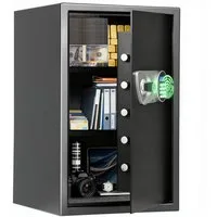 Blacksmith Möbeltresor 76,5L Fingerabdruck Digital Zahlencode Safebox, Doppelte Warnung (Wandtresor Stahl 38x34x60cm), mit LED-Beleuchtung und Notschlüssel, 2x Einlegeböden für Büro, Hotel