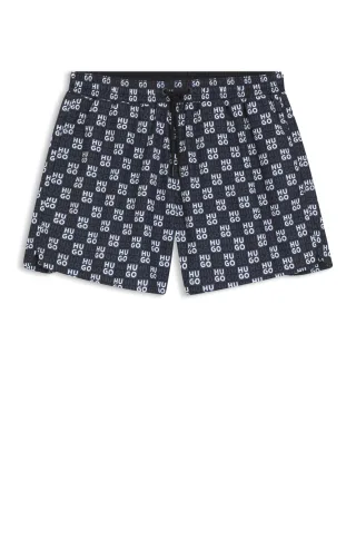 HUGO Underwear Badeshorts "AARON" mit Schachbrett-Logos, elastischer Bund
