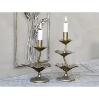 Chic Antique Kerzenständer Kerzenständer Messing Antik Blattdekor Chic Antique Vintage, Hochwertiger Kerzenständer aus Eisen im Messingdesign