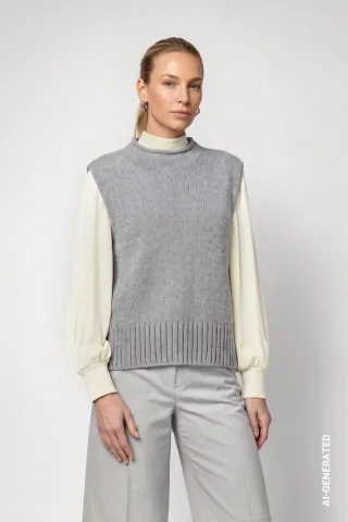 monari - Pullunder mit Stehkragen light grey melange - Gr. - 38