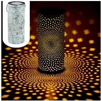 Marrakesch Orient & Mediterran Interior LED Solarleuchte Vintage Solarlaterne Swann handgefertigt aus Metall in Grün 30 cm, LED fest integriert, Handarbeit
