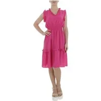 Ital-Design Sommerkleid Damen Freizeit Stufenkleid (85941326) Rüschen Sommerkleid in Pink