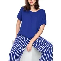 Marc Cain Kurzarmbluse Amalfi Portofino Lemons Premium Damenmode Weite Bluse aus fließender Qualität