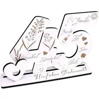 Dekolando Deko-Buchstaben Aufsteller Zahl 45 Geburtstag Herzlichen Glückwunsch Geldgeschenk (weiß, 3tlg), 17 x 24 cm