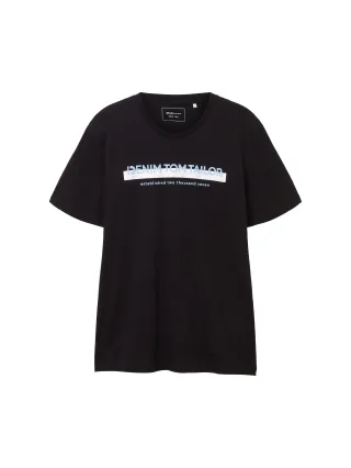 Denim Tom Tailor - T-Shirt mit Logo-Print Black - Gr. - L