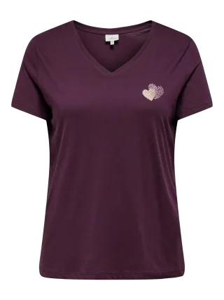 ONLY CARMAKOMA - CARBONNIE LIFE S/S V-NECK REG TEE JRS mauve wine - Gr. - 48
