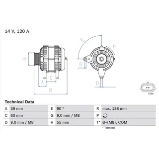 Bosch Lichtmaschine 120A Renault 0986080990