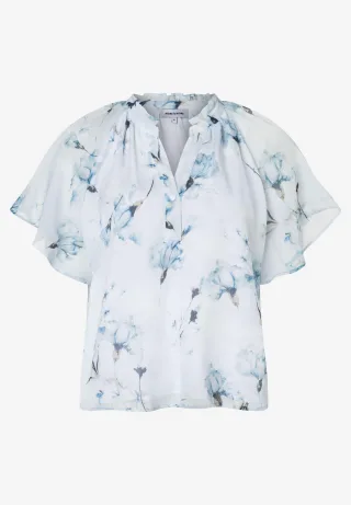 MORE & MORE - Chiffonbluse blau - Gr. - 44