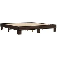 vidaXL Bett Bettgestell Braun Eichen-Optik 200x200 cm Holzwerkstoff Metall