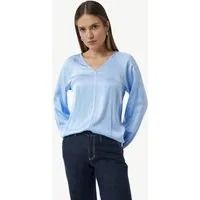 comma Langarmbluse Bluse Satinierte Bluse mit Raglanärmeln und V-Ausschnitt