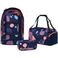 Satch Schulranzen Schulrucksack-Set PACK Coral Reef 3-teilig (3-teilig), ergonomisch, Your-Size-System: auf Körpergröße anpassbar