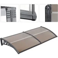 JEOBEST Vordach 100 x 300 cm Transparentes Pultbogenvordach Pultvordach, (Überdachung,1 St., Haustürvordach), UV-beständig, Braun+Schwarz