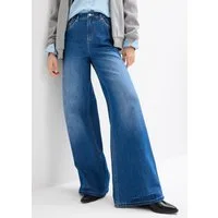 bonprix Weite Jeans weite Passform, 5-Pocket-Design, elastischer Bequembund, hohe Bundhöhe