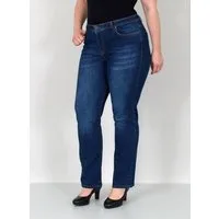 ESRA Straight-Jeans Damen Jeanshose Gerader Schnitt Stretch Hose hoher Bund bis Plus Size Straight Jeans Damen High Waist Hose Stretch Jeans Regular Übergröße