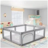 bioby Laufgitter, Kinder Laufstall Schutzgitter Babyzaun atmungsaktive 150x150x55cm