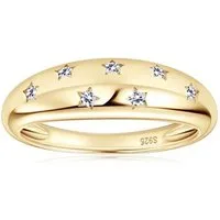 ROUGEMONT Diamantring Funkelnder Moissanit Damen Ring 925 Silber 18K Gold mit Zertifikat, Hypoallergen