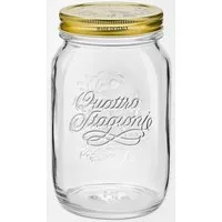 Bormioli Rocco Einmachglas Quattro Stagioni, Glas, (Set, 3-tlg., 3 Stück, 1,0l Fassungsvermögen), luftdicht verschließbar, goldener Schraubverschluss