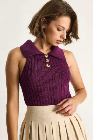 Strickbluse mit Knopfverschluss
