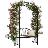 relaxdays Rosenbogen mit Bank