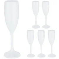 relaxdays Sektglas Sektgläser Kunststoff 6er Set, 6-tlg., Kunststoff