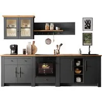 OTTO home Küchenzeile KS-Westminster, Pantryküche im Landhaus Stil, hochwertige Metallgriffe, (Set), Breite 294 cm, Kommoden, Wandpaneel, Hängeschrank, Herdumbau