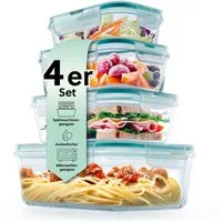 GOURMETmaxx Frischhaltedose Klick-it - 8-tlg., Glas/Kunststoff/Silikon, Gemüse Obst auslaufsicher augfbewahren transportieren