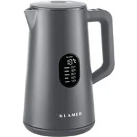 KLAMER Wasserkocher Edelstahl mit Temperatureinstellung 40-100°C, Warmhaltefunktion, matt…, 1,5 l, 1800 W, 1,5L, 5 Temp.-Einst., kalkfrei, BPA-frei, integrierter Auffangsieb