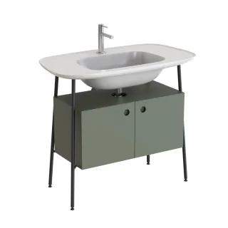 VitrA Plural Set 100 cm Waschtischunterbau mit 2 Türen und Möbelwaschtisch Weiß Hochglanz,80449 80449